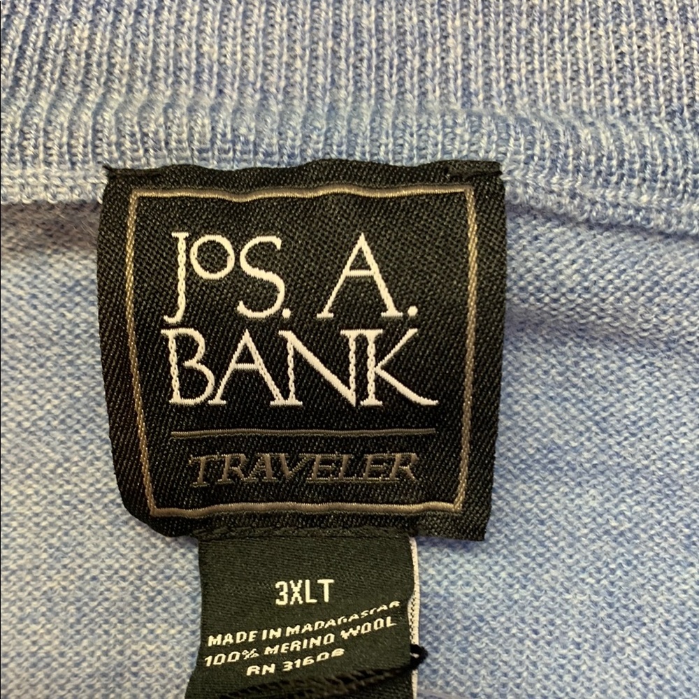 Luxury Jos A Bank Traveler Merino Wool 1/4-Zip Sweater Blue Tailored Fit NWT - Picture 2 of 13